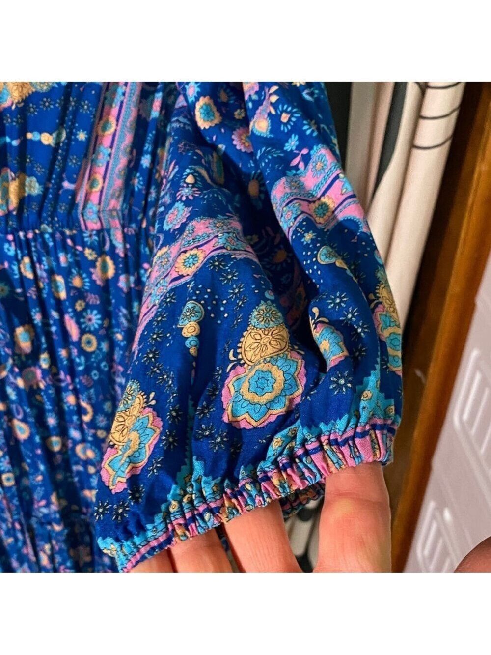 Bohemian Blue Floral Long Sleeve Dress - Picture 6 of 12